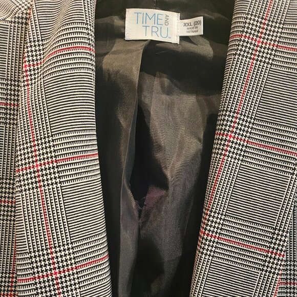 Plaid Dark Academia Career oversized Preppy blazer Work Plaid 1/4 sleeves 20 - Picture 5 of 5